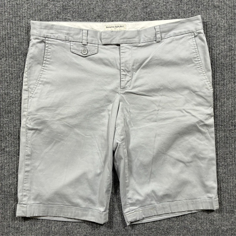 Banana Republic Womens Chino Shorts Size 14‎ Gray Stretch Casual Flat Front